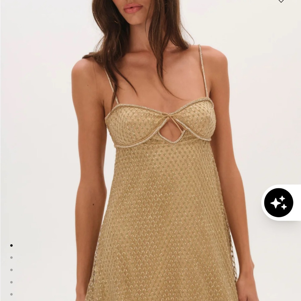 For Love And Lemons Gold Mini Dress